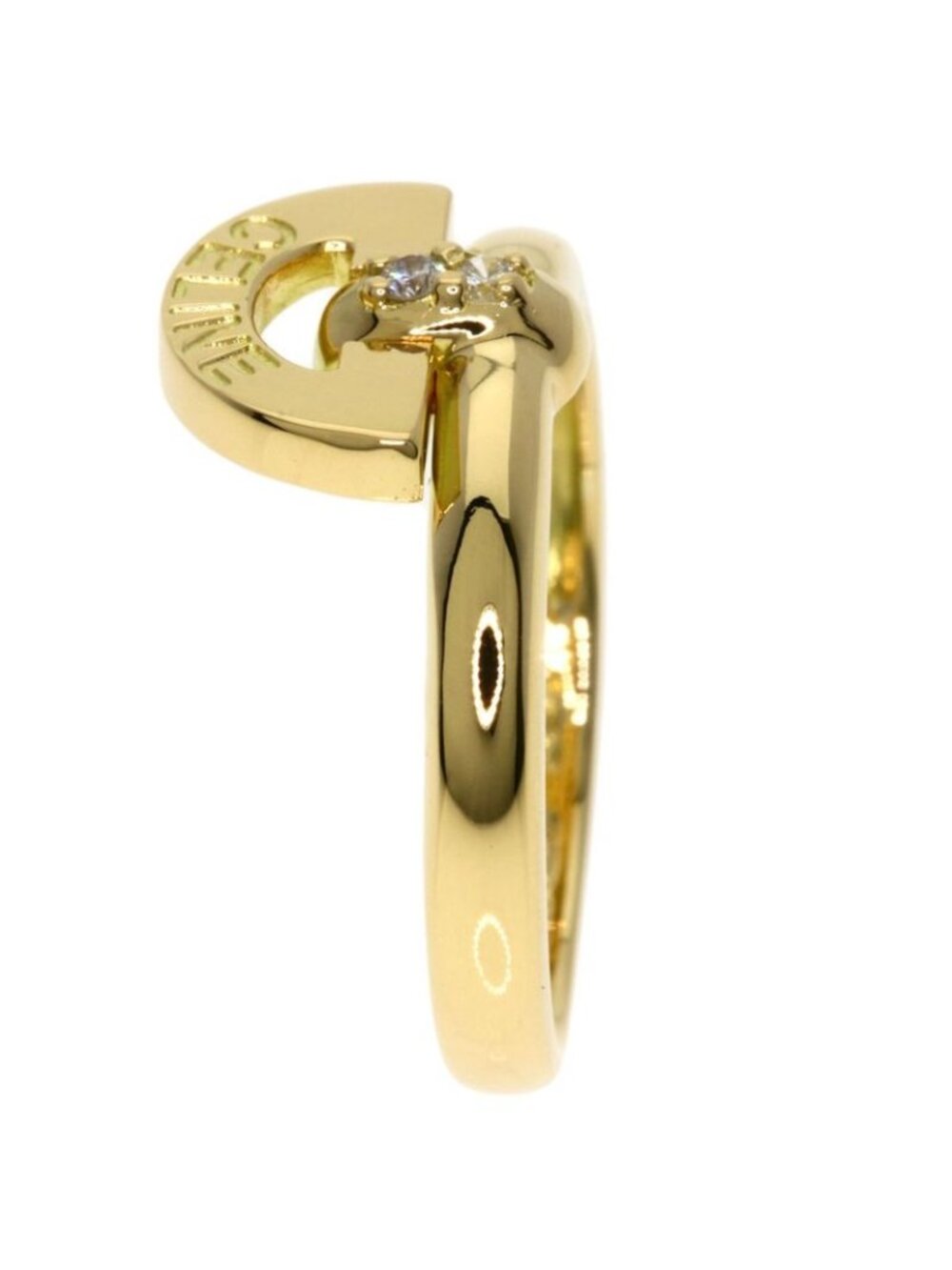 Celine Logo Diamond Ring 18k Yellow Gold - Picture 4 of 11